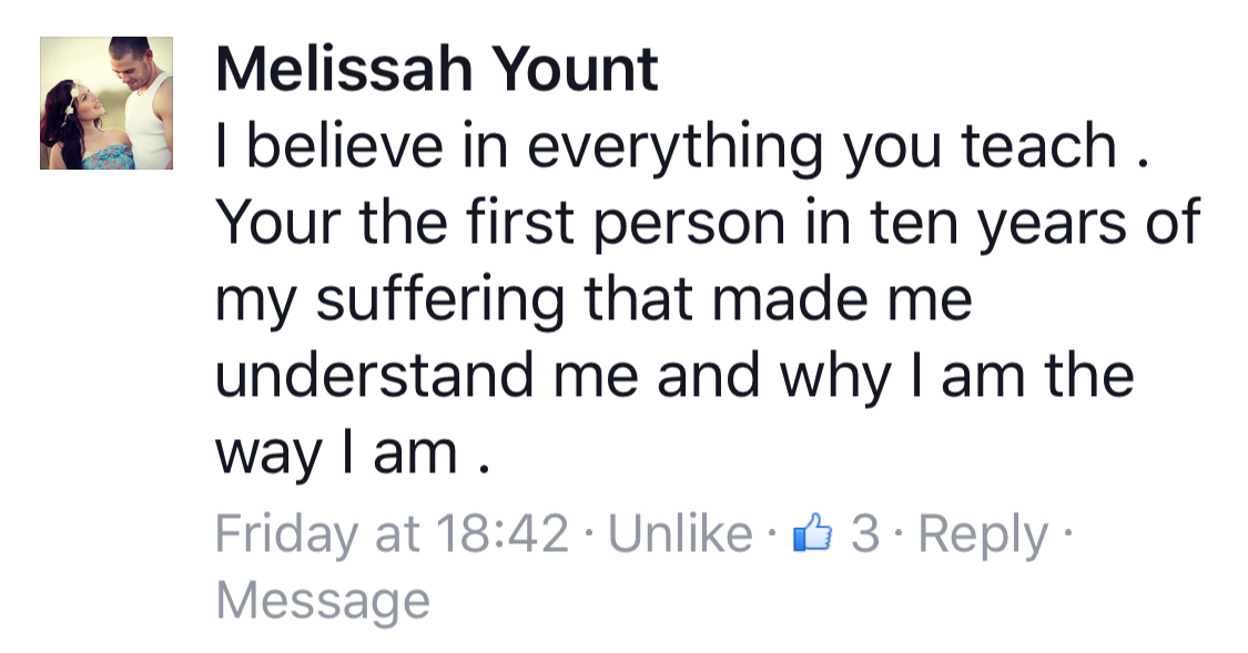 Real testimonial from a recovered client