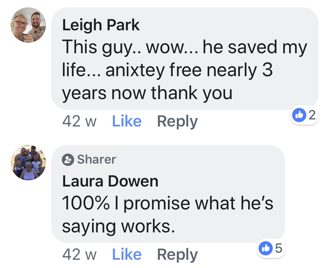 Real testimonial from a recovered client