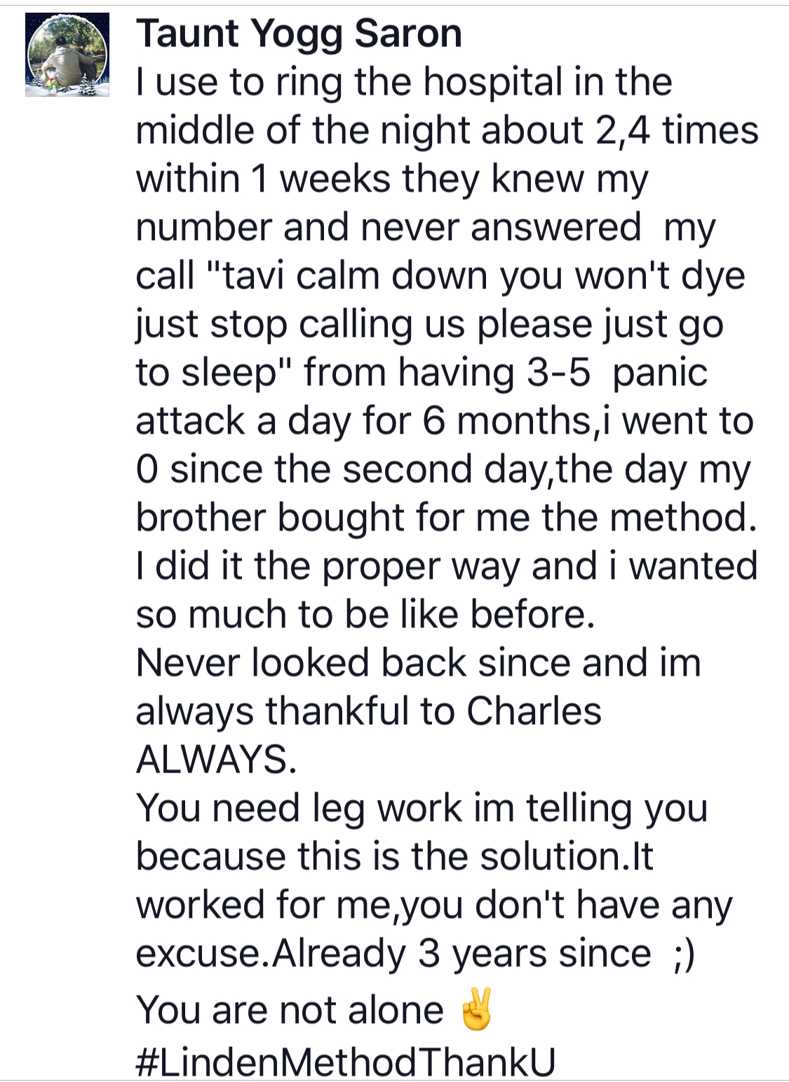 Real testimonial from a recovered client