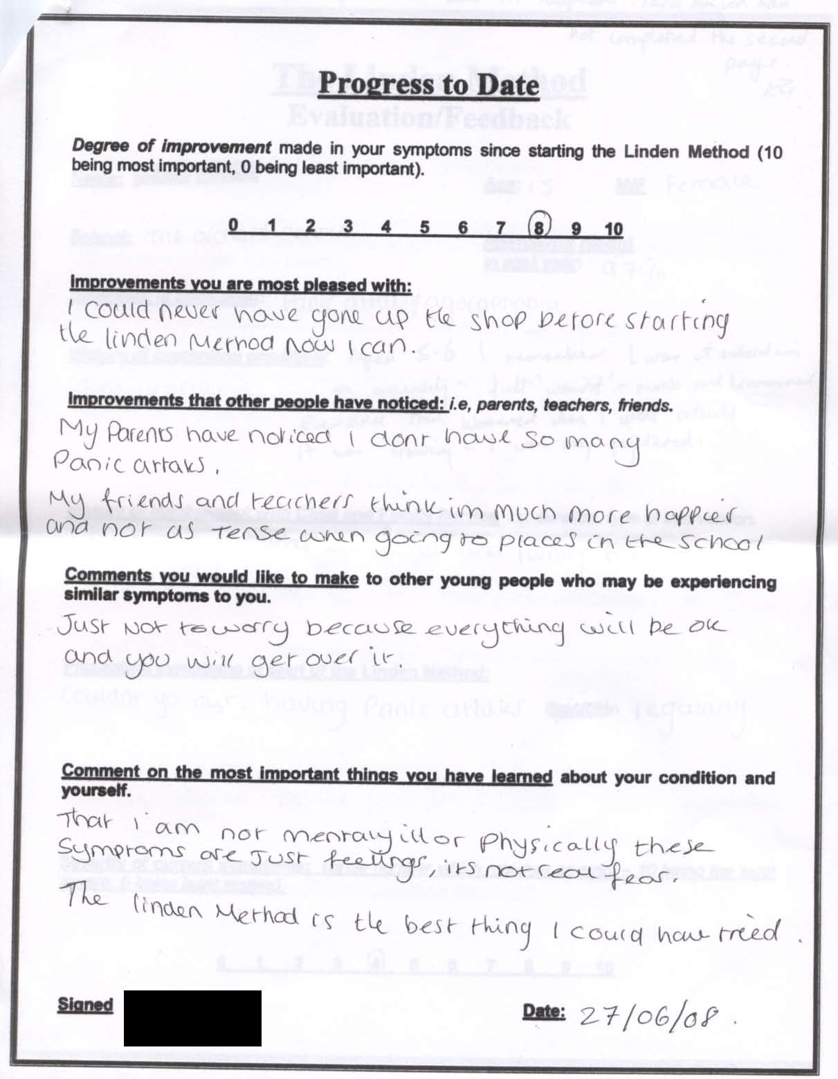 Real testimonial from a recovered client