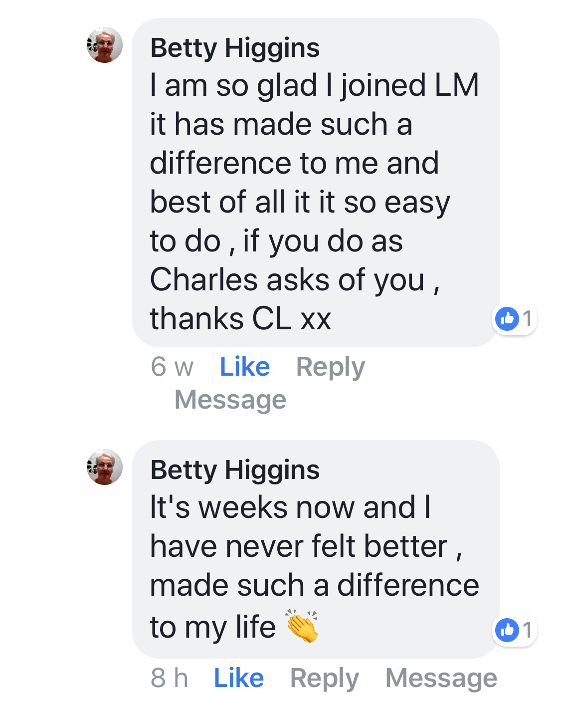 Real testimonial from a recovered client