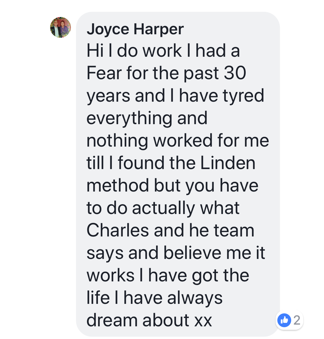 Real testimonial from a recovered client