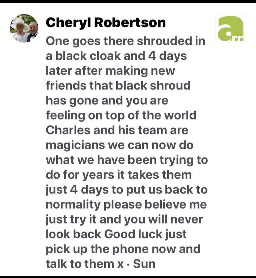 Real testimonial from a recovered client