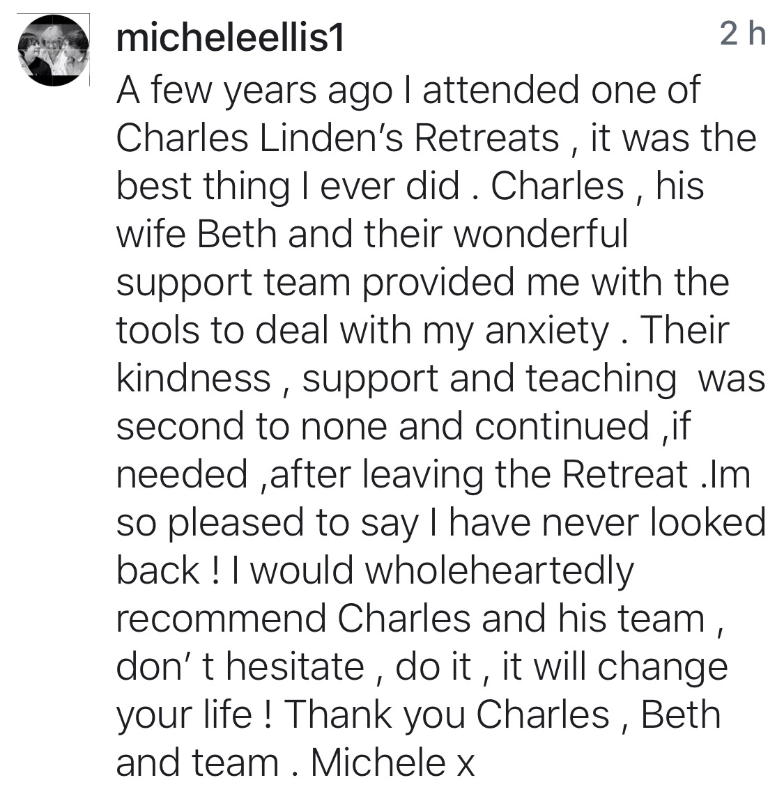 Real testimonial from a recovered client
