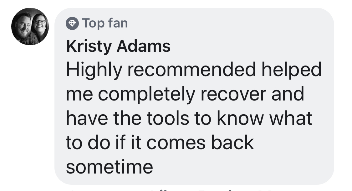 Real testimonial from a recovered client