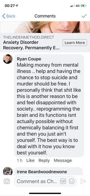 Real testimonial from a recovered client