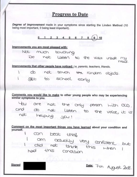 Real testimonial from a recovered client