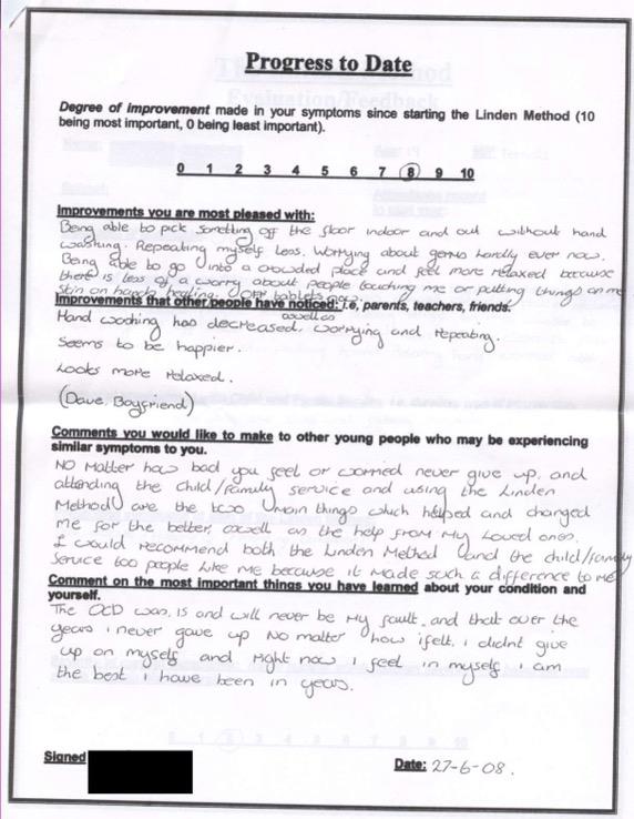 Real testimonial from a recovered client