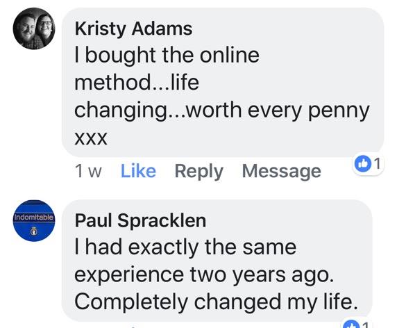 Real testimonial from a recovered client