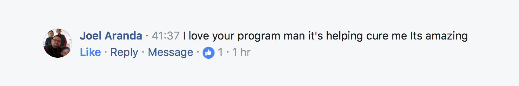 Real testimonial from a recovered client