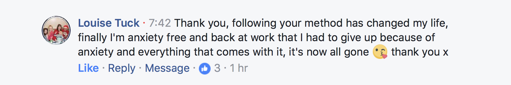 Real testimonial from a recovered client