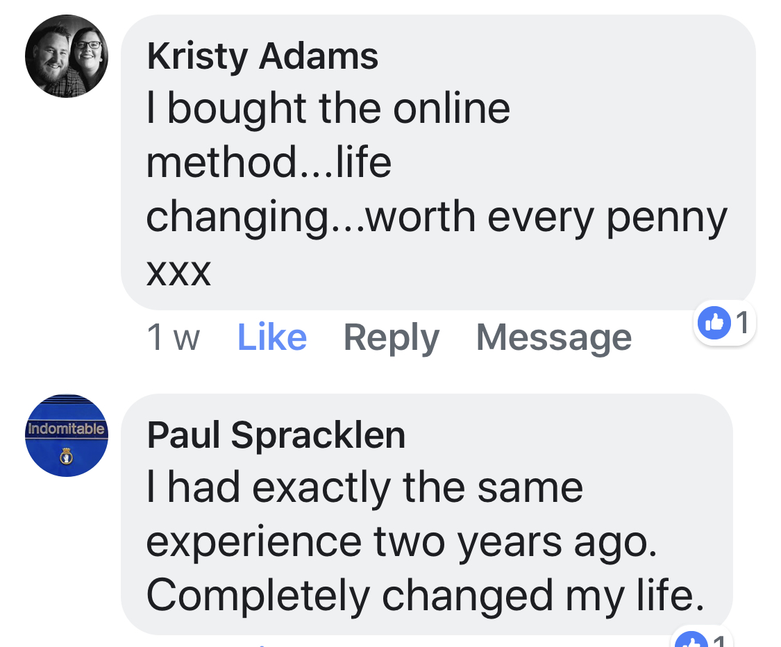 Real testimonial from a recovered client